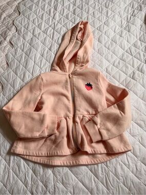 Tucker + Tate Light Pink Hooded Zip Sweatshirt with Rainbow Zipper Detail